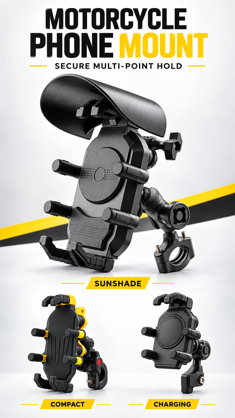 Damped phone mount & sunshade — product detail panel 1