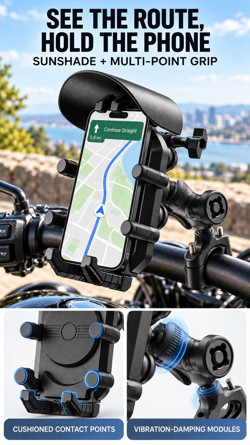 Damped phone mount & sunshade — product detail panel 2