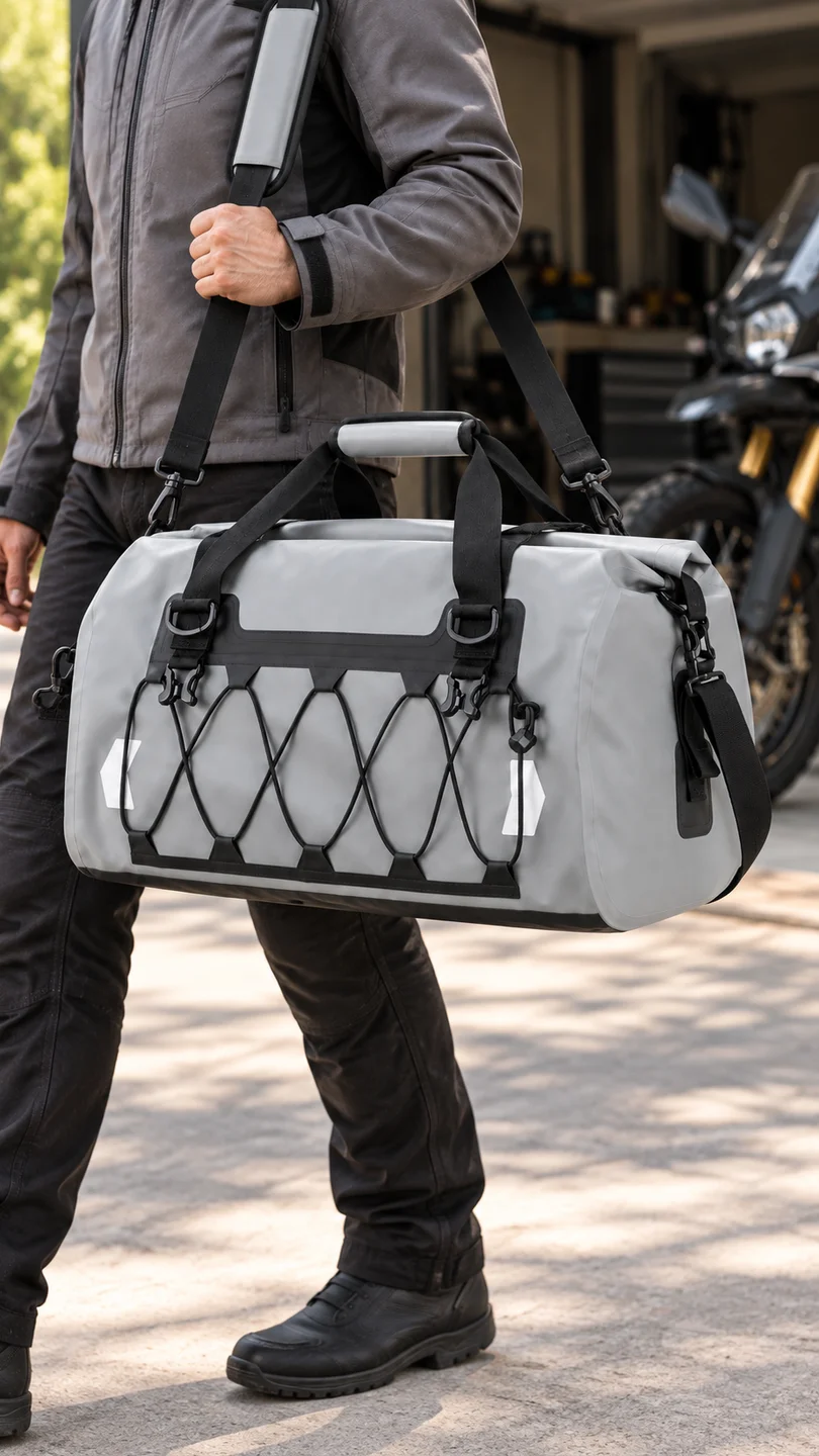 Roll-top touring duffel — product detail panel 6