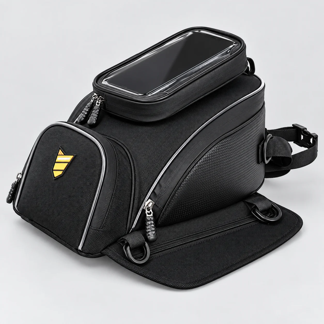 Tank bag with phone pouch