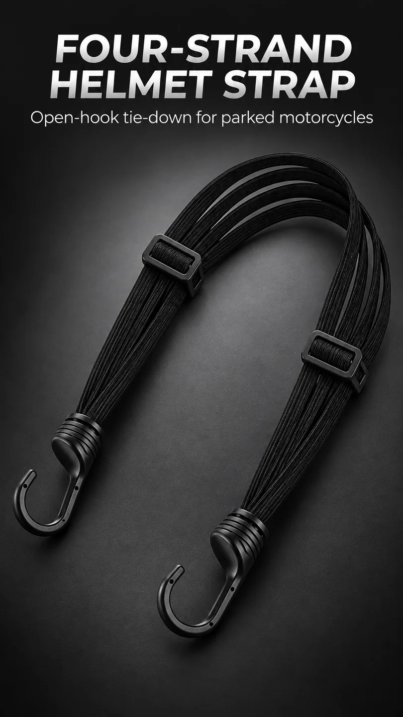 Black dual-hook helmet strap — product detail panel 1