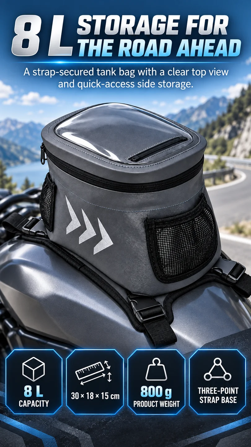 8L strap-on tank bag — product detail panel 1
