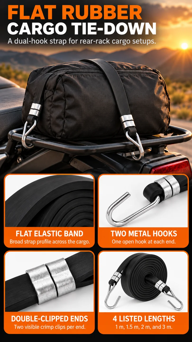 Flat rubber tie-down strap — product detail panel 1