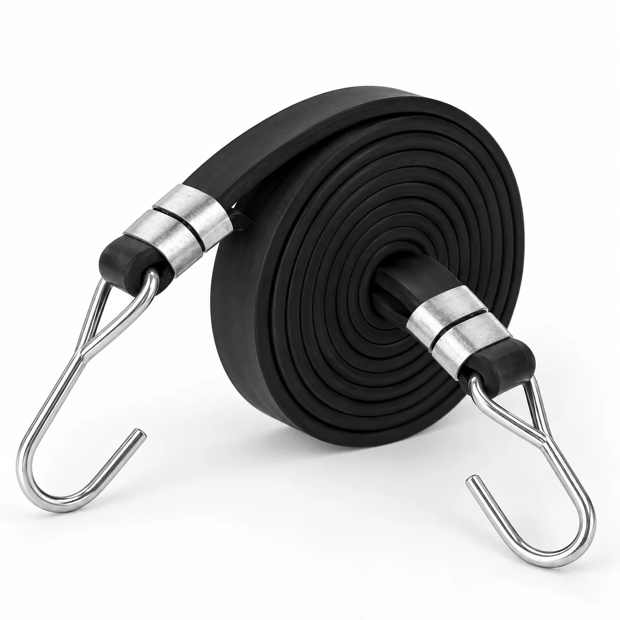 Flat rubber tie-down strap