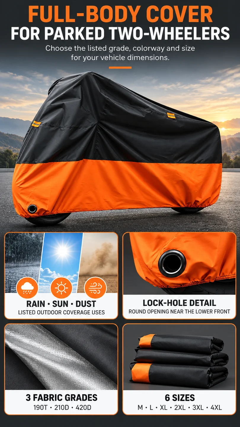 Multi-fabric motorcycle cover — product detail panel 1