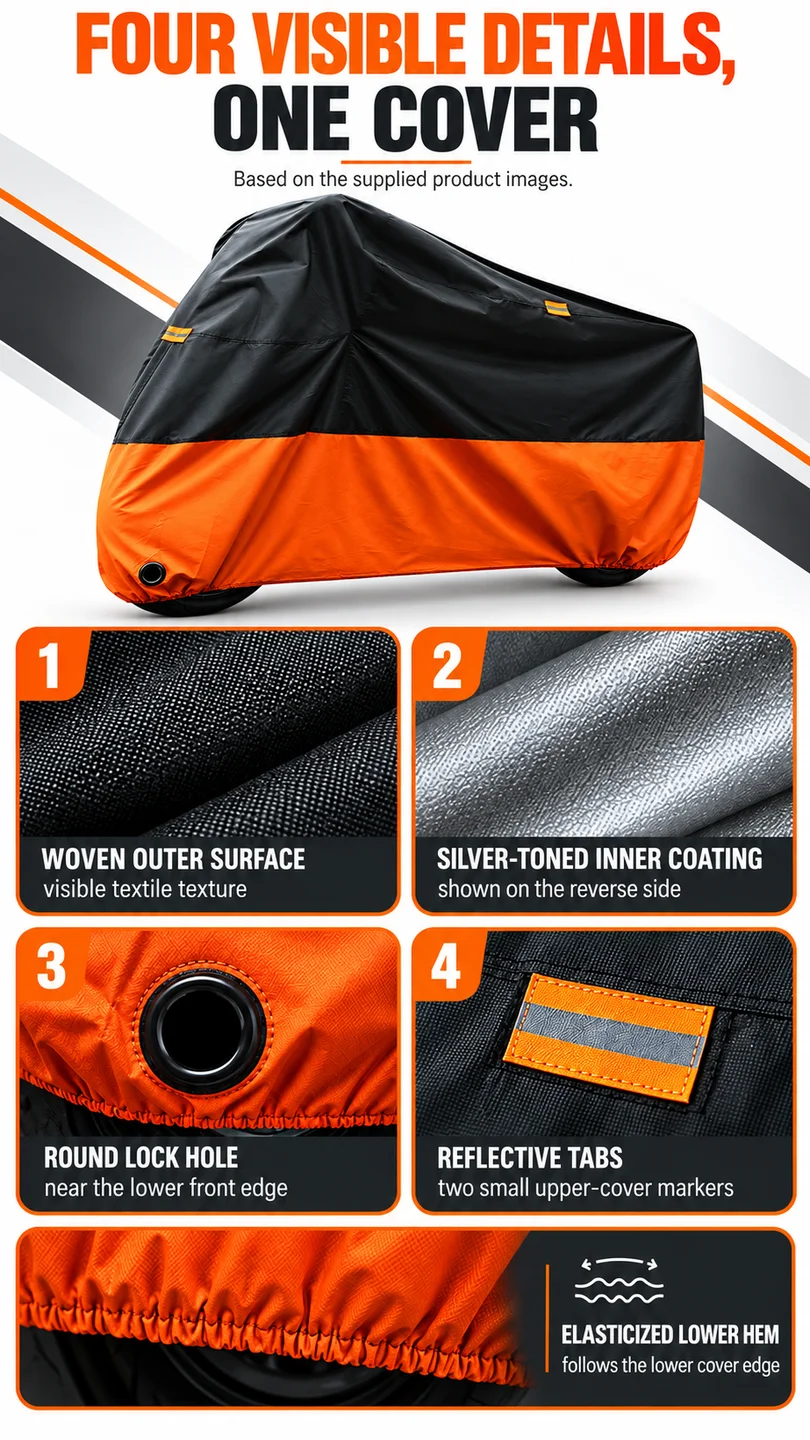 Multi-fabric motorcycle cover — product detail panel 3