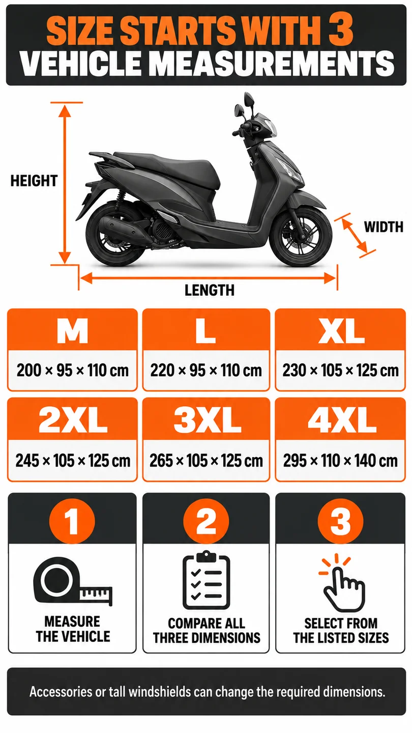 Multi-fabric motorcycle cover — product detail panel 4