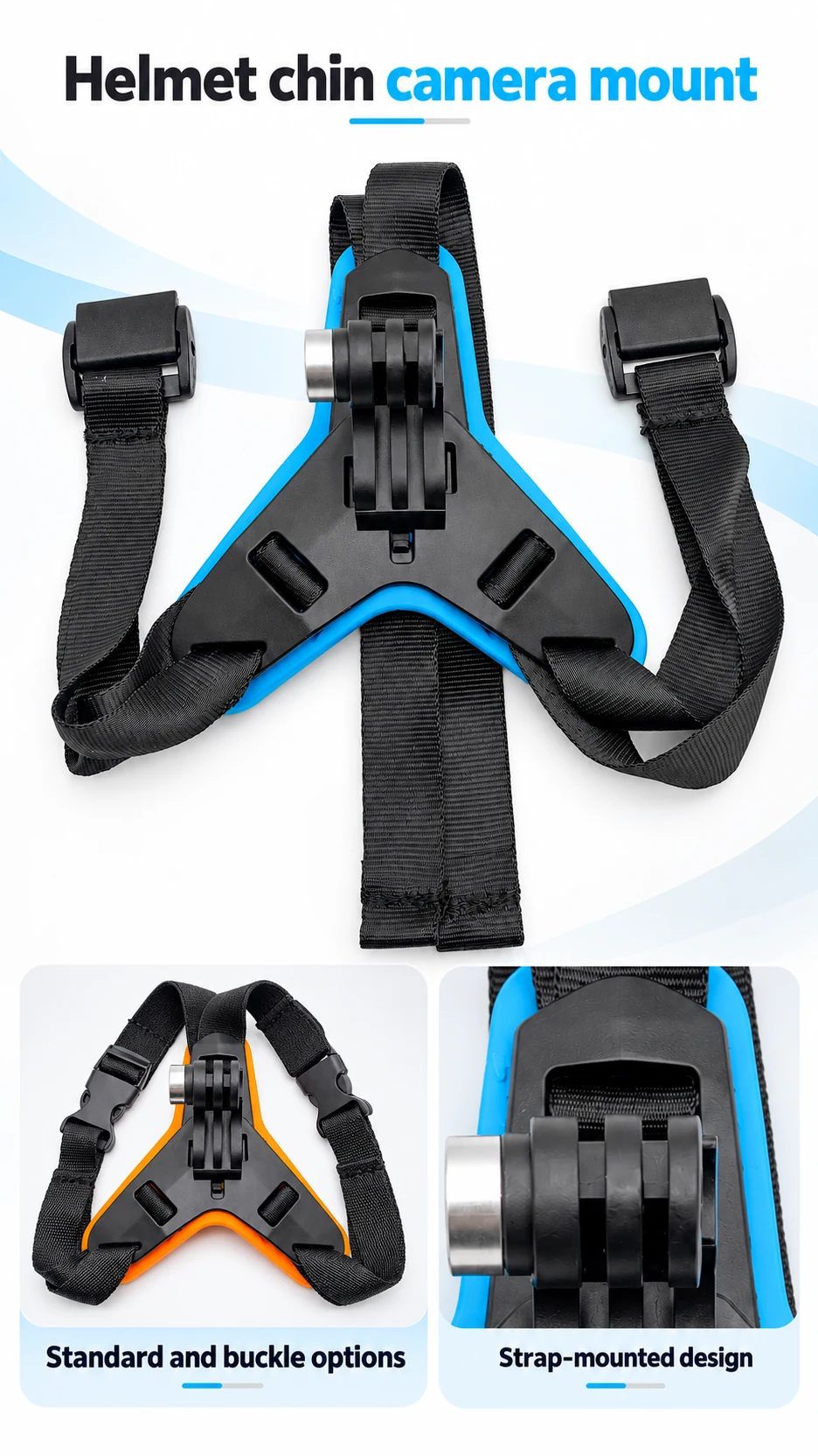 Strap-on helmet camera mount — product detail panel 1