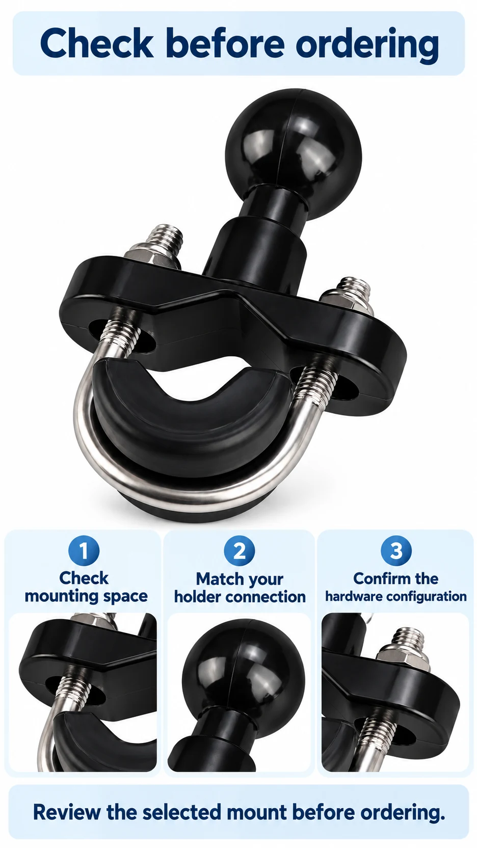 U-bolt handlebar ball-mount base — product detail panel 8