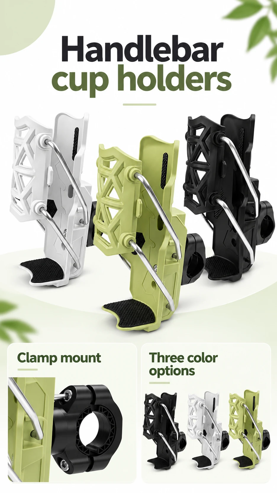 Adjustable handlebar cup holder — product detail panel 1