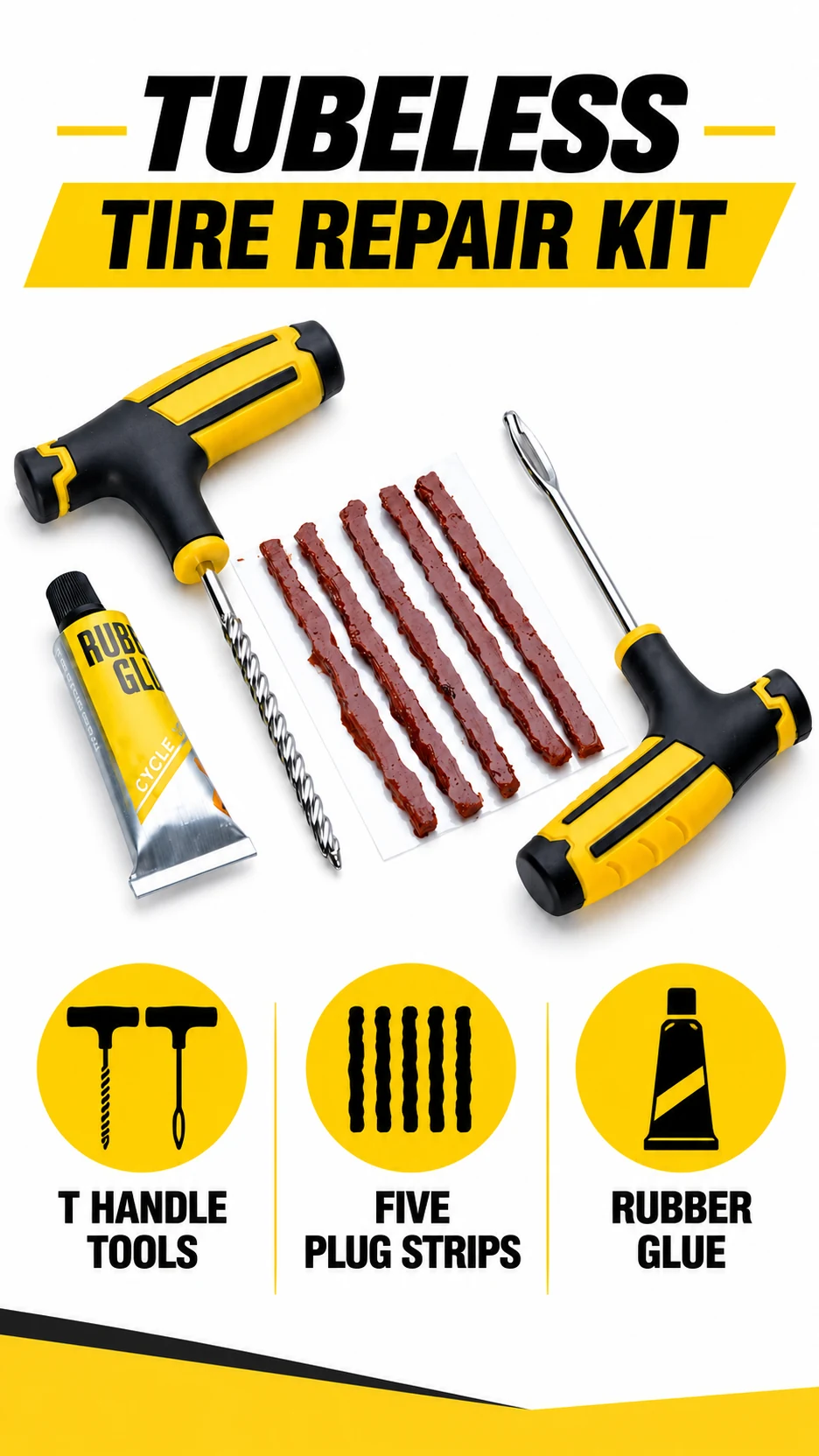 T-handle tubeless tire repair kit — product detail panel 1